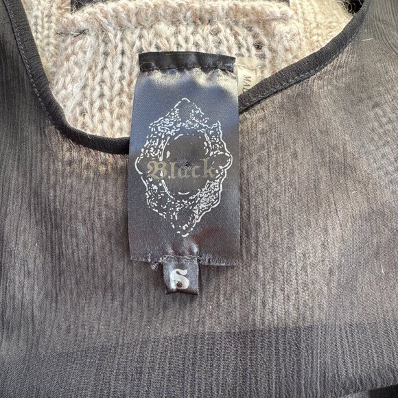 Black Sweater Tank w/Sheer Underlay & Sequins Racer Back - S - Picture 7 of 9